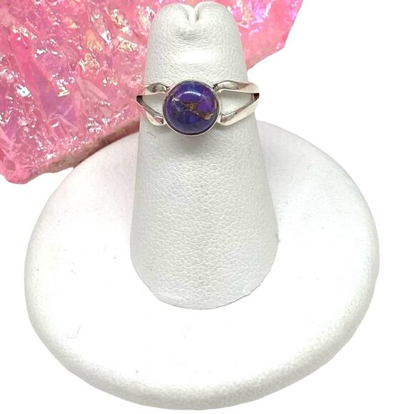Purple Copper Kingman Turquoise Ring Size 5 Solid Sterling Silver 925 Boho - Picture 1 of 9